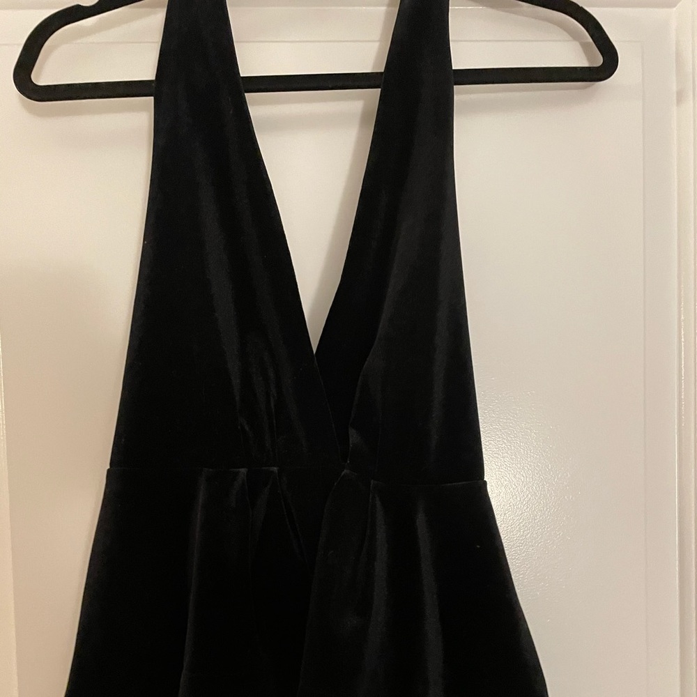 Velvet low cut halter top